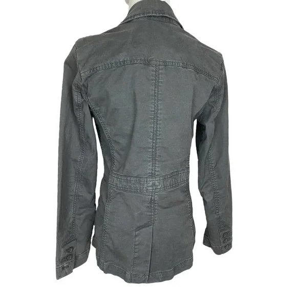 Eddie Bauer Legend Wash Gray Stretch Canvas Blazer Jacket Size 4 - Picture 2 of 7